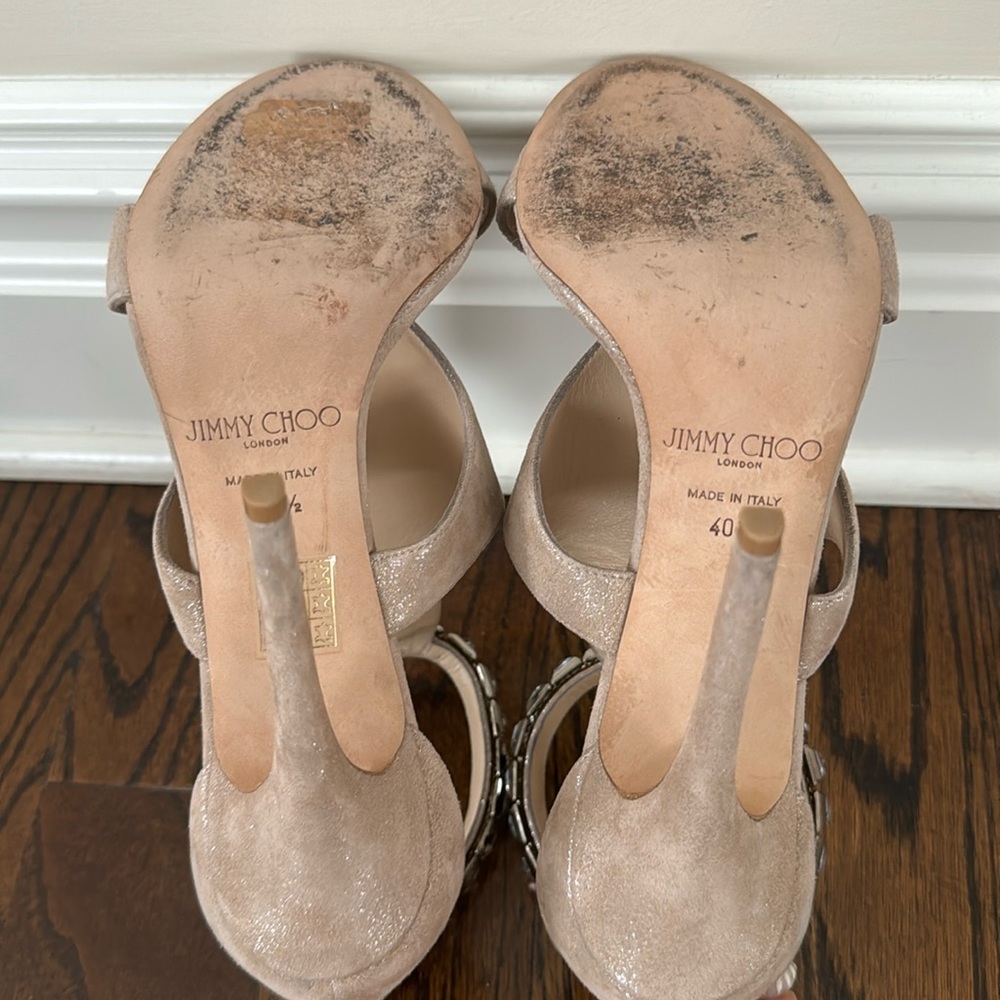 Jimmy Choo Embellished T-Strap Sandals Size 40.5 - Picture 5 of 5